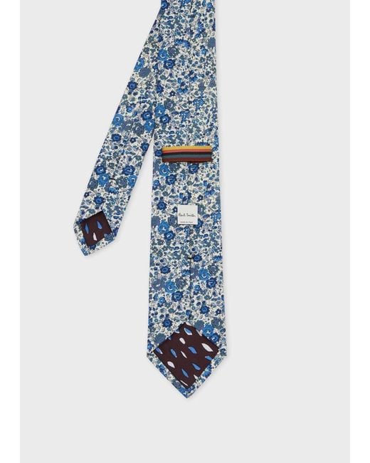 Paul Smith Blue Floral Print Tie for men