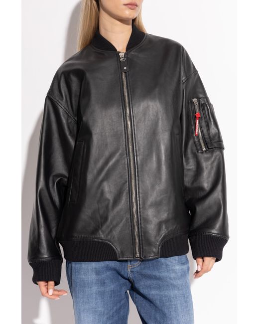 DSquared² Gray Zip-Up Leather Jacket
