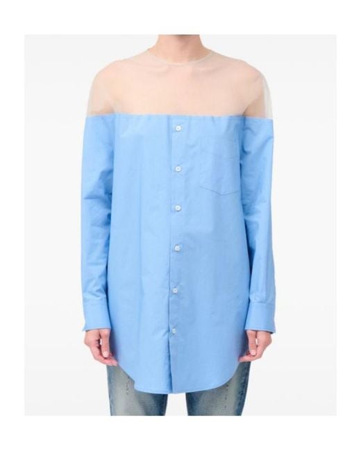 MM6 by Maison Margiela Blue Panelled Long Sleeved Shirt