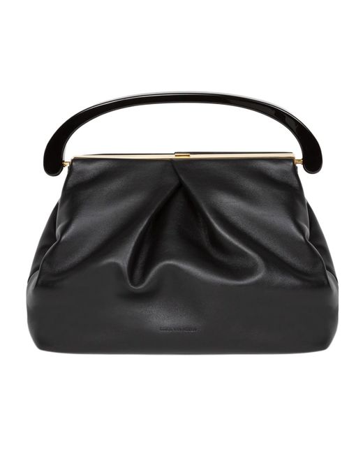 Dries Van Noten Black Folded Leather Tote Bag