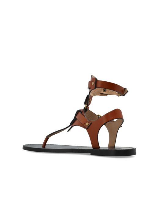 Isabel Marant Brown Ankle Strap Flat Sandals