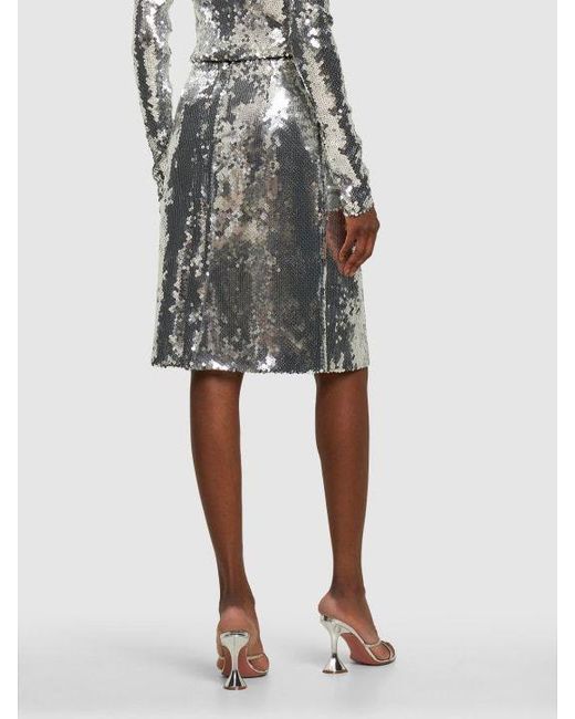 16Arlington White Sequined Midi Skirt