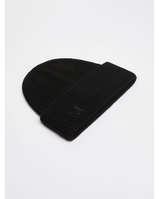 Max Mara Black Mmretina Ribbed Beanie
