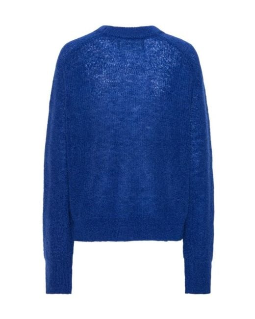 ROTATE BIRGER CHRISTENSEN Blue Logo-Patch Sweater