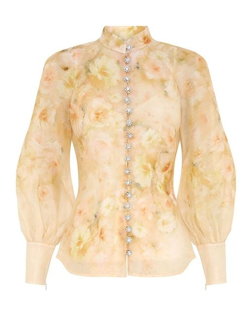 Zimmermann Natural Pleated Button Shirt