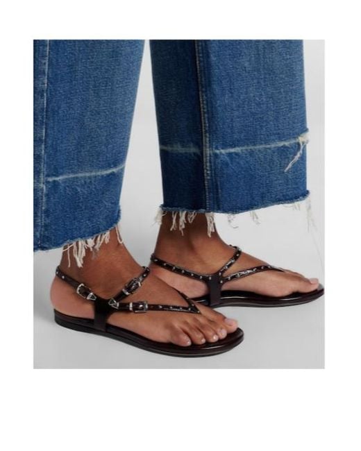 Chloé White Susanna Studded Leather Thong Sandals