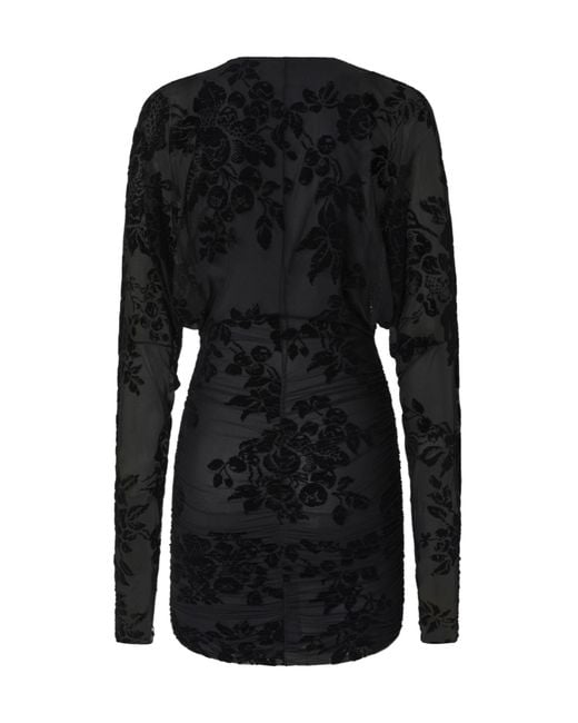 Pinko Black Roulette Lace Detailed Long-Sleeve Dress