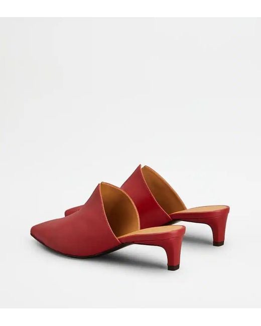 Tod's Red Pointed-Toe Mules
