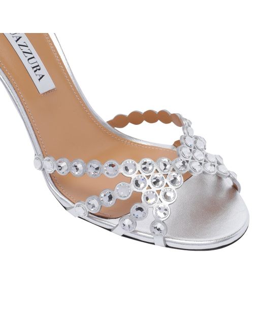 Aquazzura White Crystal-Embellished Tequila Sandals