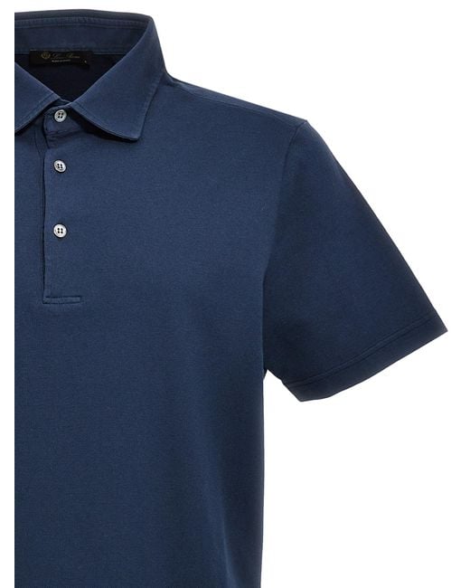 Loro Piana Blue Short Sleeved Polo Shirt for men