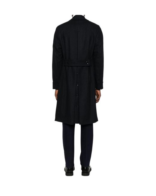 Lardini Black Double Breasted Flower Detailed Coat for men