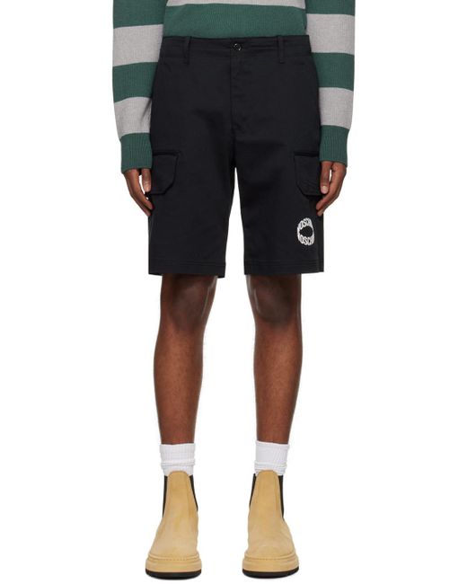Moschino Black Logo Printed Bermuda Shorts for men