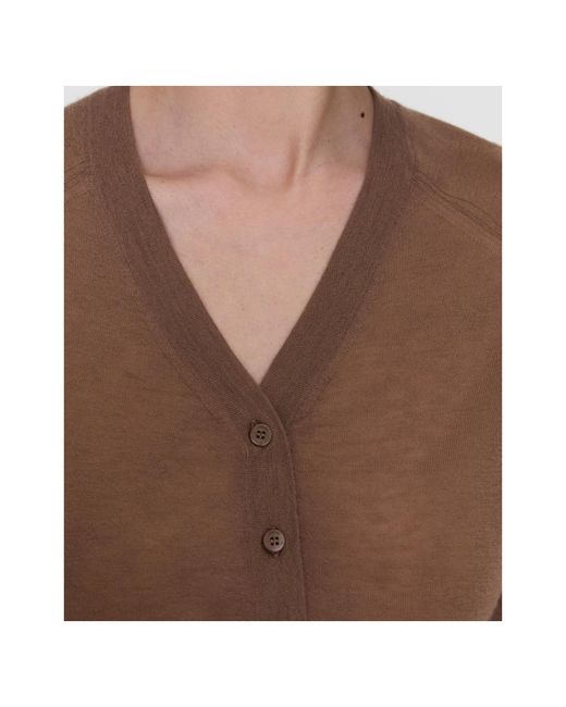 Joseph Brown Fine-Knit V-Neck Cardigan