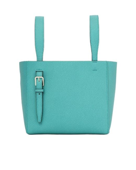 Valextra Blue Patch-Pocket Zip-Up Mini Tote Bag