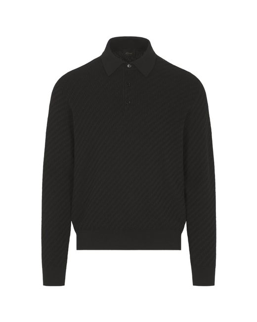 Brioni Black Trama Polo Shirt for men