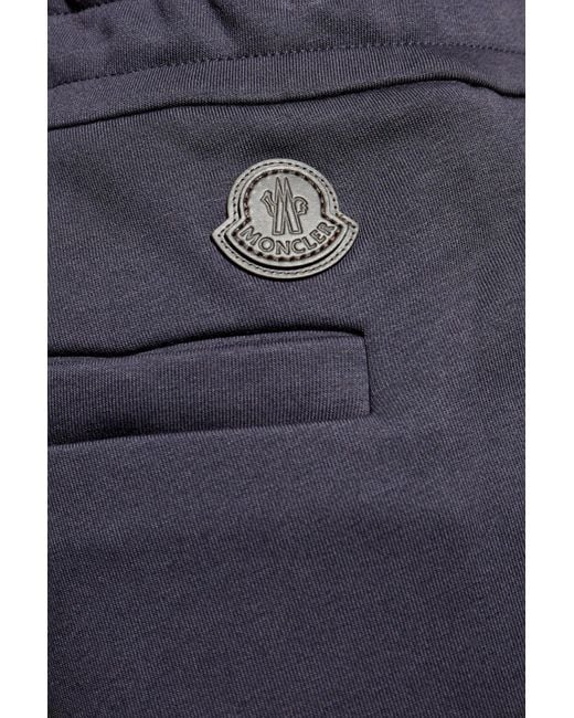 Moncler Blue Logo Patch Straight Leg Pants for men