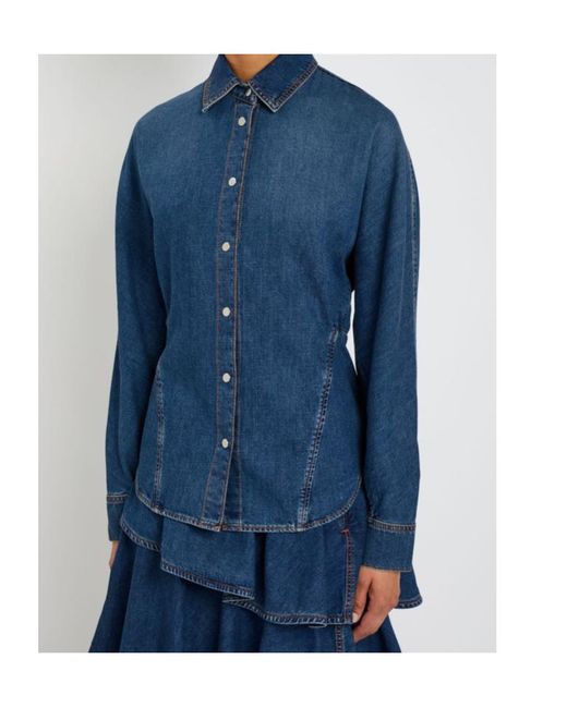 Alaïa Blue Panelled Denim Shirt