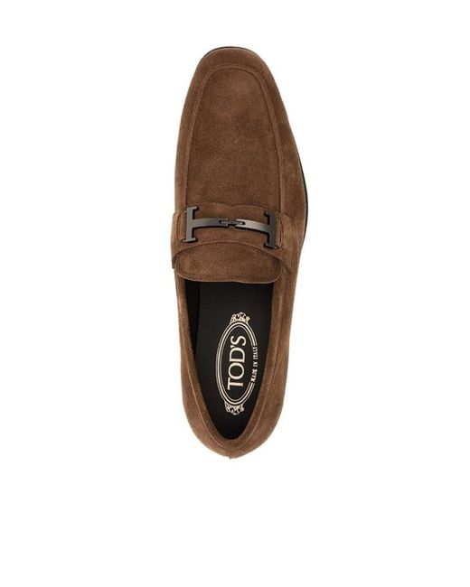 Tod's Brown Penny-Straps Suede Loafers for men