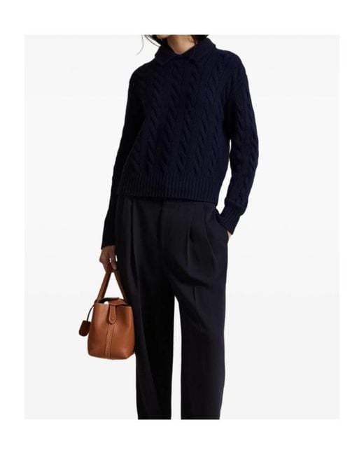 Polo Ralph Lauren Blue Cable-Knit Polo Sweater