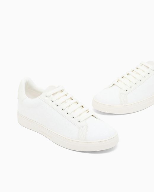 Emporio Armani White Lace-Up Low-Top Sneakers for men