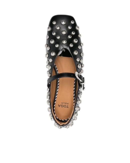 Toga Black Rivet Ballet Flats