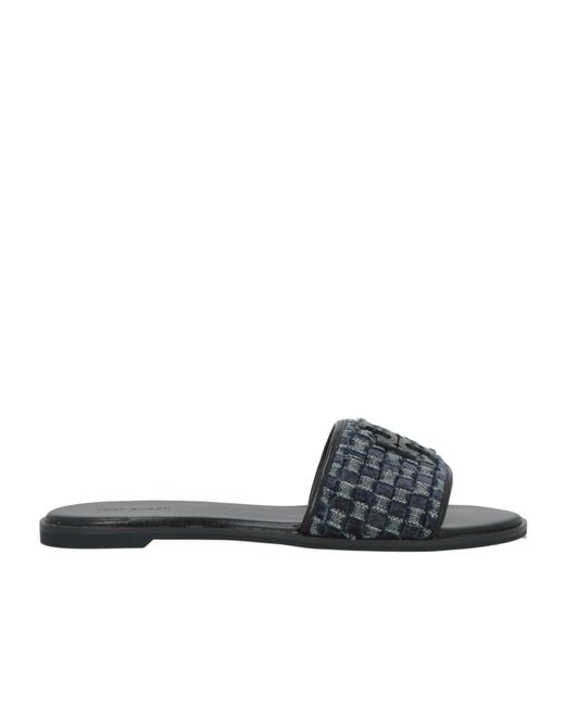 Tory Burch Blue Checkered Slippers