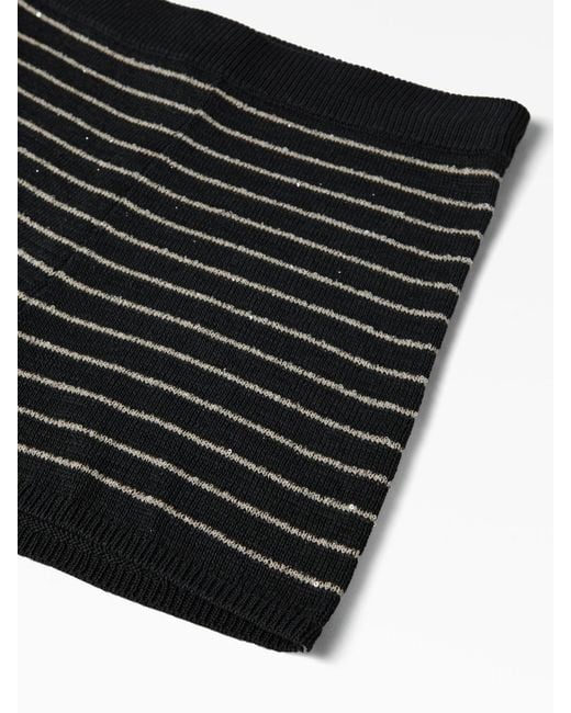 Brunello Cucinelli Black Knitted Striped Mini Shorts