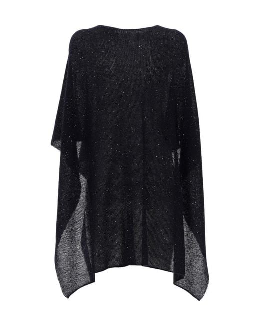 Fabiana Filippi Black V-Neck Embellished Cape