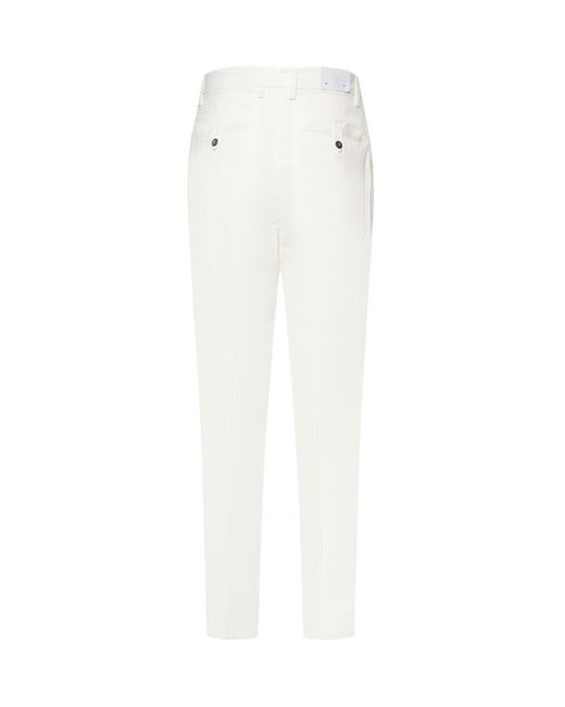 Eleventy White Regular-Fit Creased Pants for men