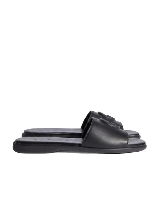 Gucci Black Slide Sandal With Double G