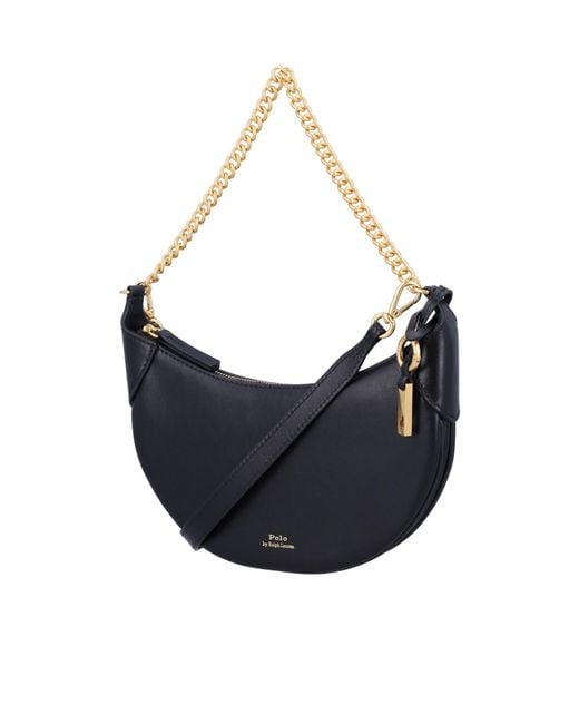 Polo Ralph Lauren Black Small Logo-Stamp Chained Crossbody Bag
