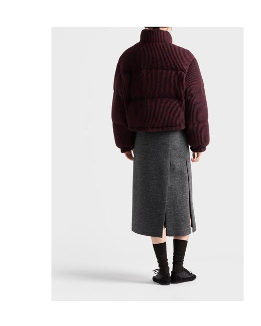 Prada Purple Cropped Cashmere And Wool Down Jacket