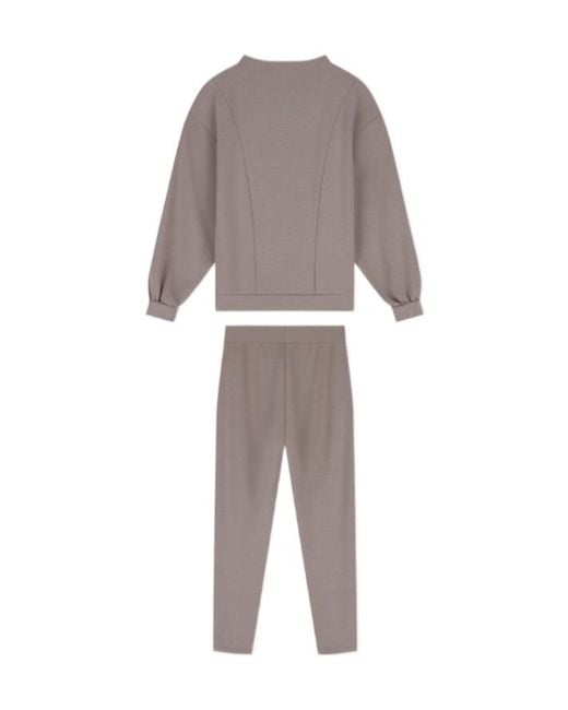 EA7 Gray Core Lady Logo-Plaque Tracksuit