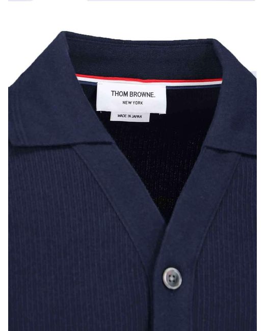 Thom Browne Blue Logo Patch Cardigan for men