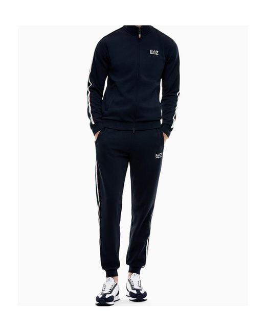 EA7 Blue Italian Spirit Cotton-Blend Tracksuit for men