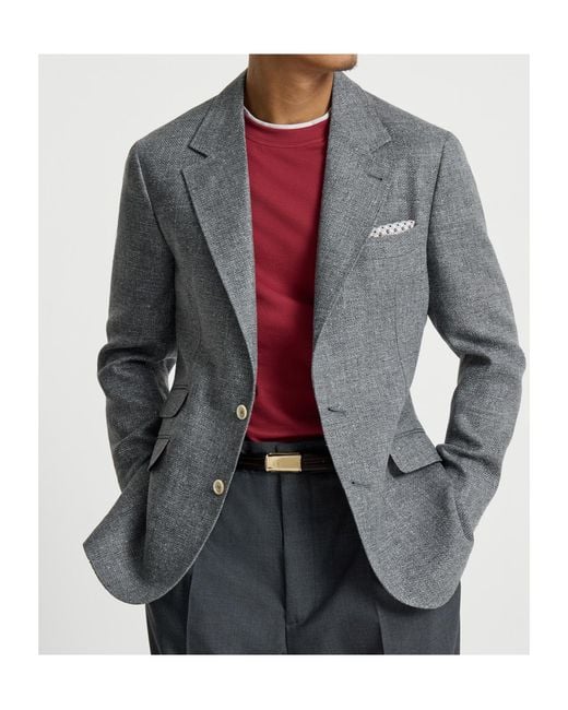 Brunello Cucinelli Blue Single-Breasted Blazer for men