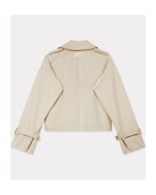 KENZO Natural Button-Up Short Trench Coat