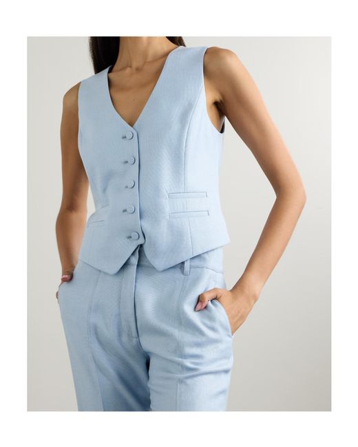 Gabriela Hearst Blue Coleridge Wool, Silk And Linen-Blend Vest