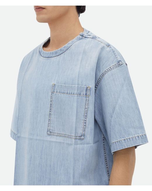 Bottega Veneta Blue Light Bleached Denim T-Shirt for men