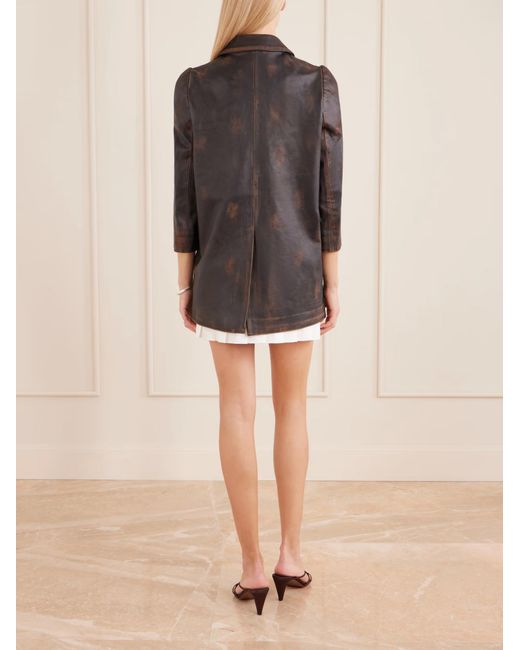 ShuShu/Tong Brown Lapel Leather Jacket