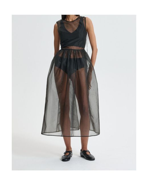 CECILIE BAHNSEN Black Camilla Liquid Myrtia Midi Dress