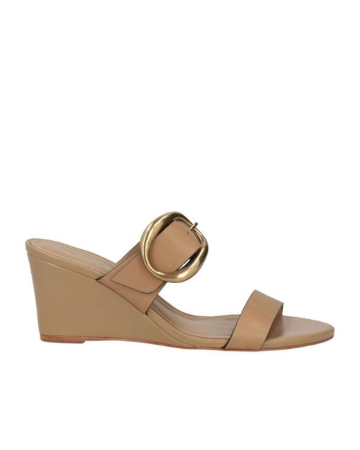 Farm Rio Metallic Solid Color Simple Leather Wedge Sandals