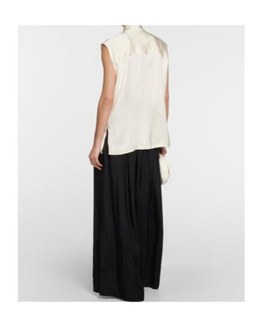 Jil Sander White Satin Sleeveless Blouse