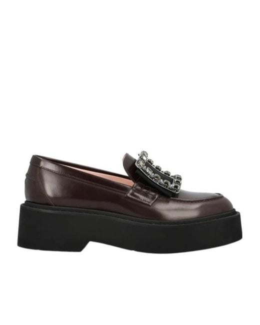 Roger Vivier Black Viv' Rangers Embellished Platform Loafers