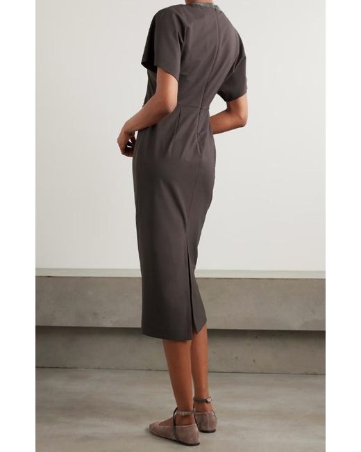 Brunello Cucinelli Black Round Neck Short Sleeve Dress