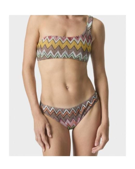 Missoni White Macro Zigzag Pattern One-Shoulder Bikini Set