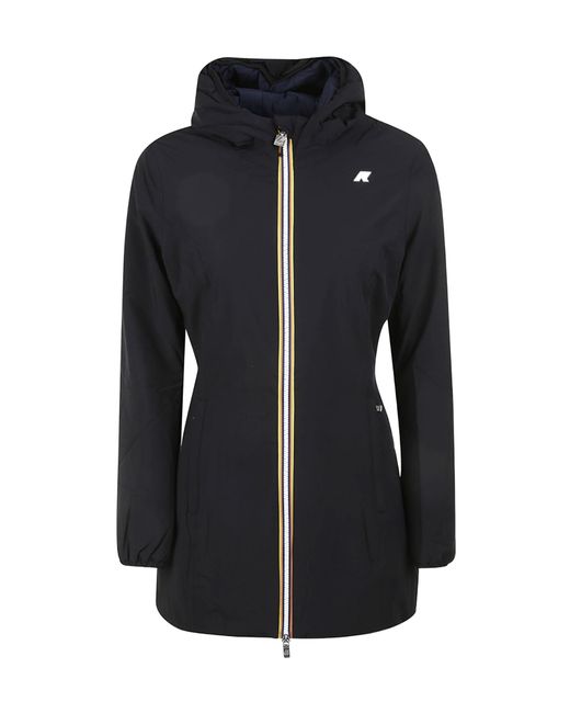 K-Way Blue Zip-Up Hooded Coat