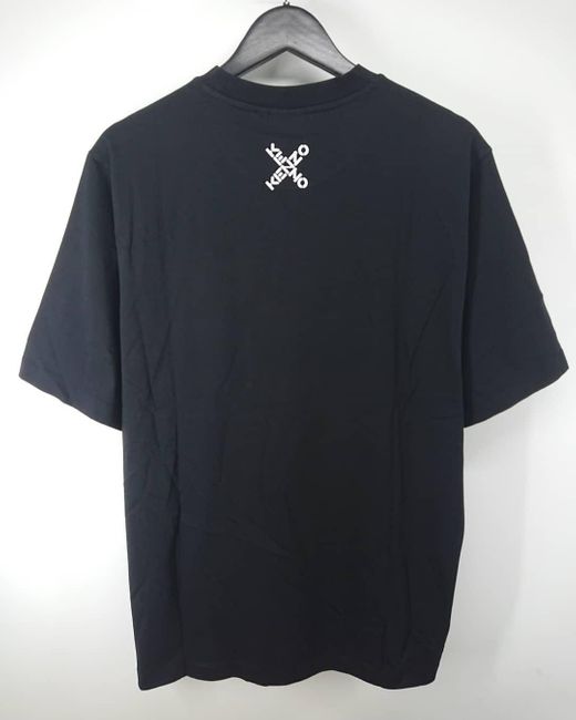KENZO Black Crossed Logo Crew-Neck T-Shirt for men