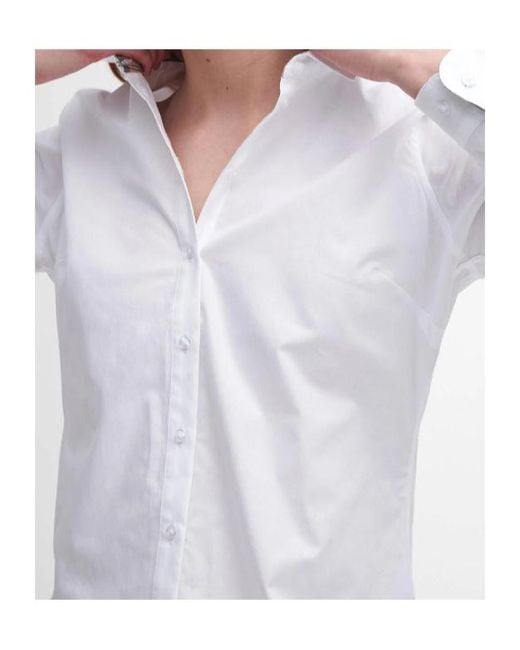 Barbour White Collared Button-Up Shirt