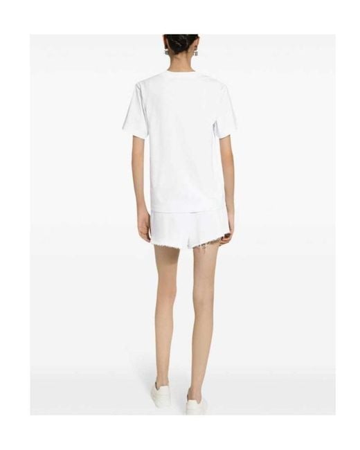 Dolce & Gabbana White Jersey T-Shirt With Logo Embroidery And Lettering